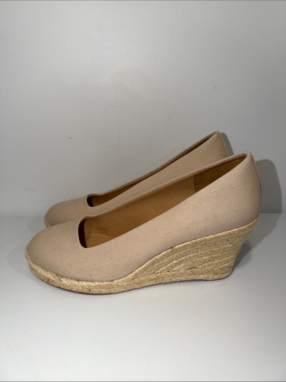 J.Crew 9 Beige Ivory Jute Wedge Espadrilles - Picture 3 of 9